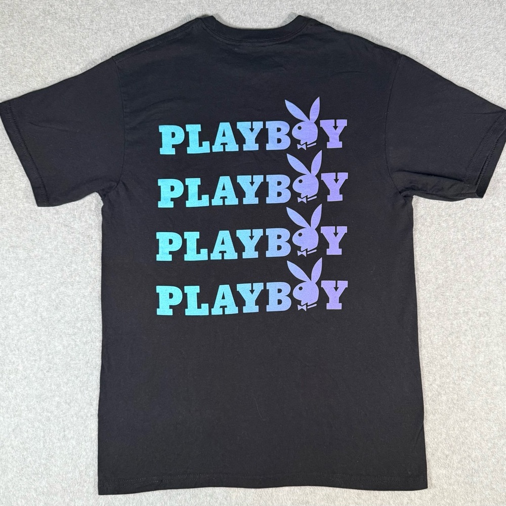 Playboy T-Shirt with Blue Bunny Logo US Medium - Picture 2 of 2